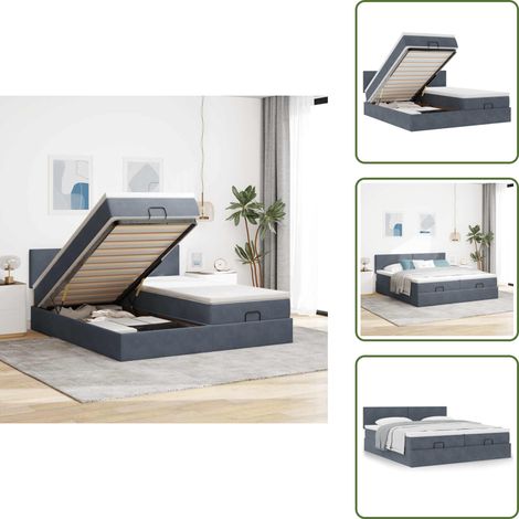 Letto matrimoniale - vidaXL Struttura Letto Pouf con Materassi 180x200 cm Velluto - Materasso morbido