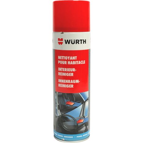 Nettoyant mousse active pour habitacle de véhicule – Antistatique – Élimine les odeurs – Pour surfaces plastiques, textiles et vitrées – Wurth