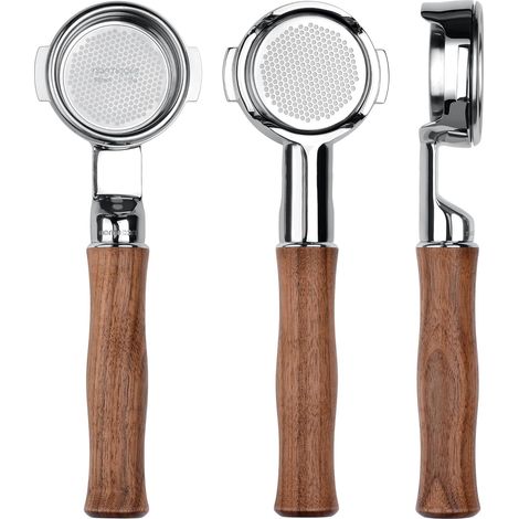 Porte-filtre fin sans fond avec col allongé - Panier d'aspiration de 18 g de haut - Compatible avec tête de groupe E61, 58, poignée en (1/5)