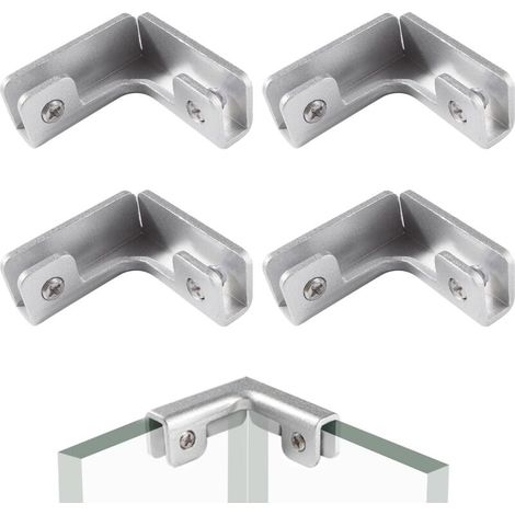 4 Pezzi Pinza per Vetro 8mm, Clip in Lega di Alluminio, Supporti di Fissaggio Regolabili per Vetro, Clip di Fissaggio del Vetro, per Vetro con Spessore di 3-7 mm, Forma a L (1/5)