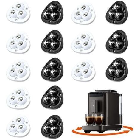Roulettes auto-adhésives sphériques 360° (16 pièces) – Pour meubles, friteuse à air, mixeur, machine à café, poubelle – Noir et blanc (1/5)