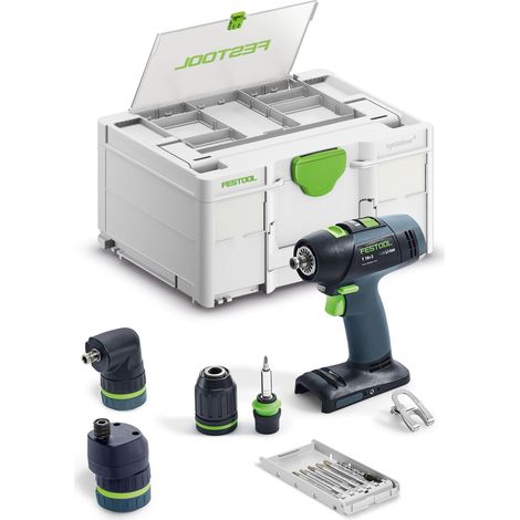 Festool Akku-Bohrschrauber T18+3 Basic-Set mit 4 Aufsätzen und Zubehör, ohne Akku und Ladegerät im Systainer