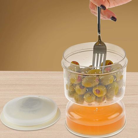 Bocal Mason avec compartiment pour aliments secs et humides, idéal pour les concombres et les olives bocal Mason en forme de sablier pour la cuisine séparateur alimentaire. (1/5)