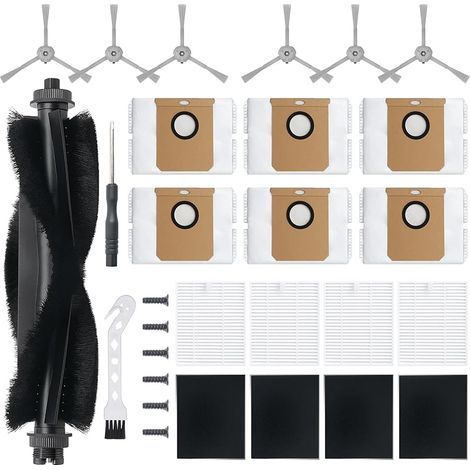 Piezas de repuesto para aspiradoras robot Eufy L60/L60 Hybrid/L60 SES/Serie L50, kit de repuestos: 1 cepillo rodante, 4 filtros, 4 almohadillas de mopa, 4 cepillos laterales, 6 bolsas (1/4)