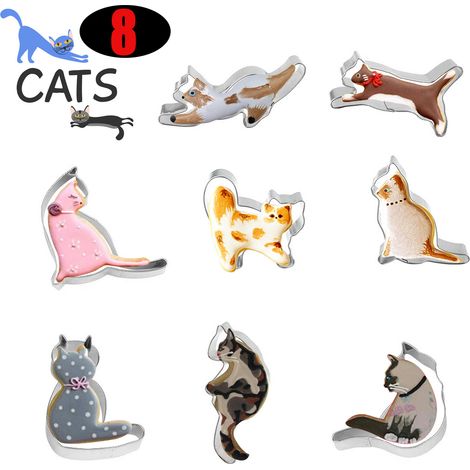Kit de 16 Emporte-Pièces en Forme de Chat - Pour Fans de Chats, Pâtisserie Créative et Cadeau Original (1/5)