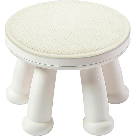 Housse De Tabouret Rond, Coussin De Siège Rond 25 x 25 cm avec Lanières Élastiques, Coussin Anti-Dérapant Moelleux pour Chaises De Cuisine, Tabourets De Bar, Blanc (1/5)