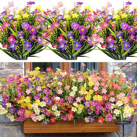 12 Fleurs Artificielles Extérieures et Plantes Artificielles Fleurs Fausse en Plastique Résistante aux UV pour Arrangement Floral, Centre de Table, Jardin Maison (1/5)
