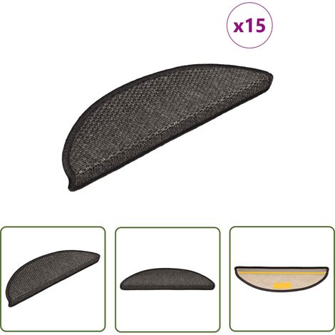 The Living Store Tapis d'escalier autocollants 15 pcs 56x17x3 cm Anthracite - Tapis D'escalier - Tapis Marche - Antidérapant - Décoration Escalier - Protection Escalier (1/5)