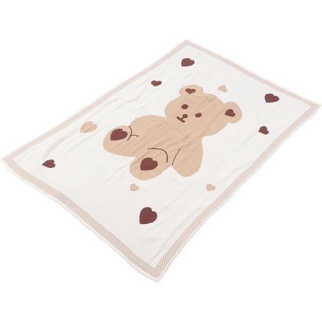 1 couverture bébé, en coton tricoté, douce et portable, motif dessin animé, 112 x 82 cm (1/5)