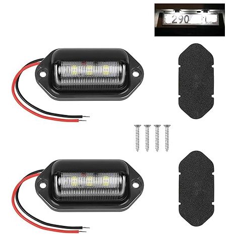 Éclairage LED Plaque Immatriculation pour Véhicules, 12V/24V Lampes Arrière Imperméables 6SMD, Plaque Compatible pour Camions, Motos, Caravanes, Remorques (1/5)
