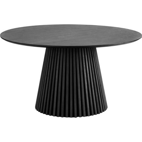 Table repas ronde Ø140cm Pied Central Relief MDF Placage Chêne noir - DUBLIN (1/5)