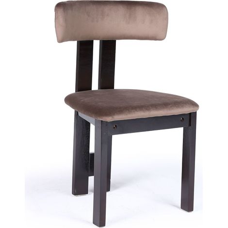 Chaise de salle à manger design Ceriz Bois foncé et Velours Marron
