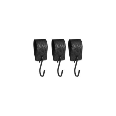 6er-Set schwarze S-Haken, Aufhängehaken mit Lederschlaufe, Metallhaken für Kleidung, Mäntel, Handtücher, Kleiderschrank, Camping, Küche, Badezimmer