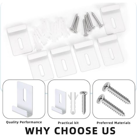 Kit de 16 clips para espejos de canal ancho de 7,2 mm, clips de fijación grandes y resistentes de acero inoxidable 304 con tornillos, clips de montaje metálicos para espejos de pared sin marco (1/4)