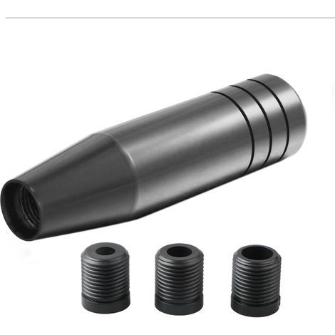 Pomo de palanca de cambios manual de aluminio para coche, pomo de palanca de cambios universal largo con 3 adaptadores roscados M8, M10 y M12. (1/5)