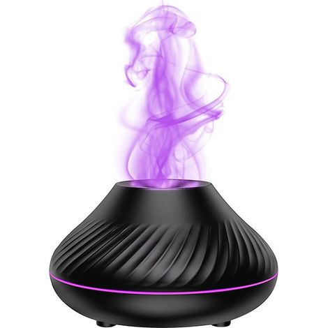 Diffuseur d'Huiles Essentielles,130ML USB Humidificateur Ultrasonique d'air Arme Portable, Simulation de Flamme Diffuseur d'Arme et Humidificateur, pour Chambre Spa Yoga Bureau (noir) (1/5)