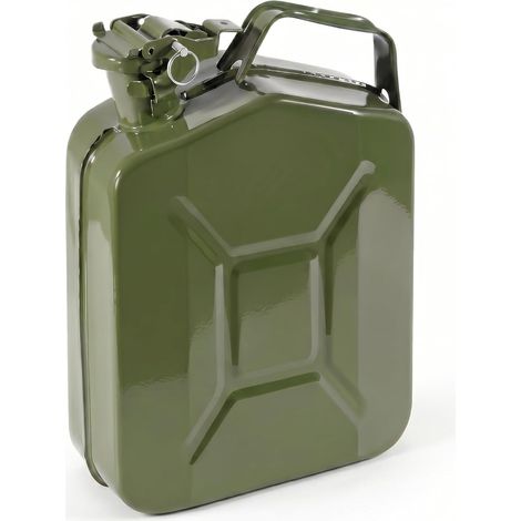 Tanica Benzina in Metallo con Beccuccio, Antiruggine, Verde Militare 5 10 20 litri 5 LITRI SENZA BECCUCCIO
