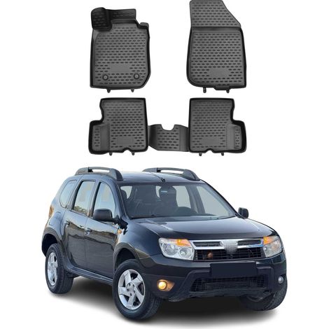 Tapis de Sol Compatible avec Dacia Duster 2010-2018 Caoutchouc TPE Noir