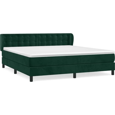 Maison Exclusive - Giroletto a Molle con Materasso Verde Scuro 160x200 cm Velluto (1/5)