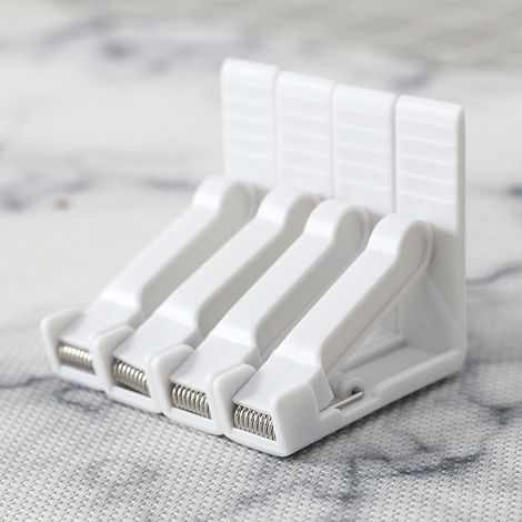BRAVIX Lot de 4 Pinces de Nappe en Plastique Blanc avec Pince réglable à Haute Tension,Pince de Table pour Jardin, Pique-Nique, fête, Cuisine et Restaurant. 61.75.7 cm (1/3)