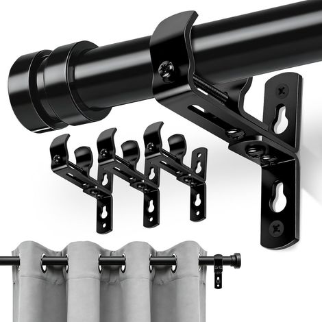 Lot de 4 Supports Universels pour Tringle à Rideaux en Métal Noir, Extensibles et Réglables, Adaptés aux Fenêtres Domestiques de Différentes Tailles-lsw (1/2)