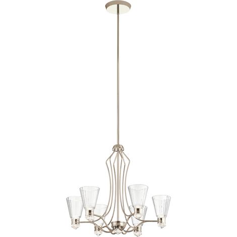 Elstead Kichler Kayva Plafonnier LED intégré à plusieurs bras, nickel poli, 3000K, IP44 (1/5)