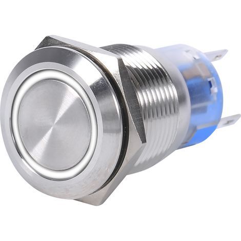 19mm 12-24V étanche en acier inoxydable autobloquant verrouillage bouton poussoir interrupteur LED blanche (1/3)
