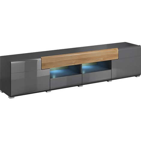 Mobile TV 2 ante 2 cassetti Jules grigio e marrone 208cm