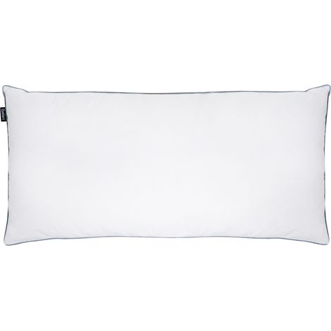 Almohada de plumas y plumón de pato de perfil alto para cama triple compartimento funda de algodón de primera calidad blanco 40 x 80 cm Teide