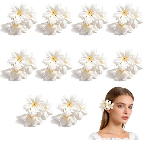 Paquete de 10 lirios artificiales，Flores artificiales，lirios realistas de tres lóbulos en forma de gota de rocío，Ideales para bodas (1/5)