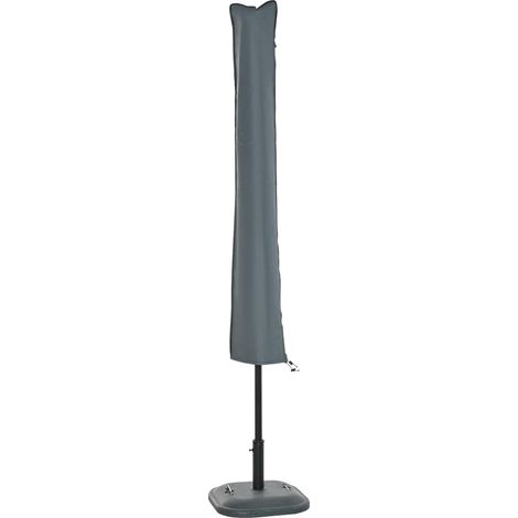 Housse de Protection imperméable pour Parasol Droit avec Fermeture éclair et Cordon de Serrage Gris (1/5)