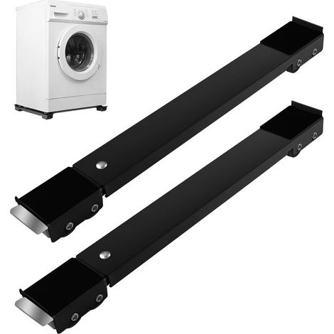 Lot de 2 Support Machine a Laver Seche Linge, Deplace Meuble, Roulette Machine à Laver Socle Lave Linge pour Réfrigérateur Sèche-Linge, Congélateur jusqu'à 300 kg avec 24 Roues (Noir) (1/5)