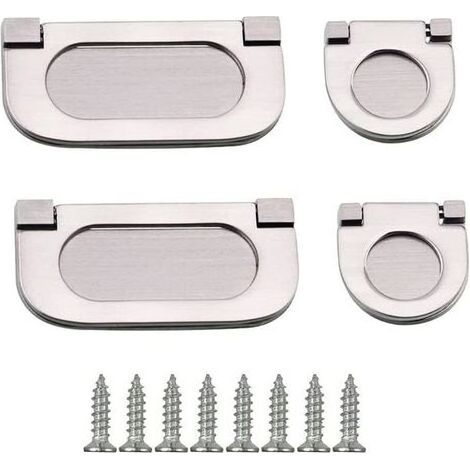 Lot de 4 Poignées Tiroir Invisibles 35/75mm Poignées Meuble avec Vis pour Armoire Cabinet Commode Argent (1/5)