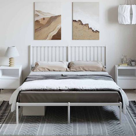 vidaXL Estructura cama sin colchón con cabecero metal blanco 150x200cm (1/5)