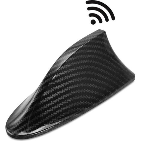 Antena de techo universal de fibra de carbono para coches, aleta de tiburón, radio FM/AM, señal decorativa, para coches, SUV, camiones, furgonetas, repuestos perfectos con adhesivo (1/4)