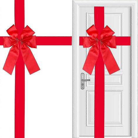 Grands Nœuds De Noël Pour Armoire, Grand Nœud En Dentelle Pour Porte, Ruban Et Nœud Rouge Pour Sapin De Noël (1/5)