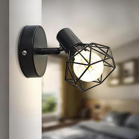 Ceiling Spotlight, Adjustable Kitchen Ceiling Light Accessories, Vintage E14 Wall Spotlight, Black Industrial Lamp (without Bulb), For Hallway Living Room Bedroom (1/5)