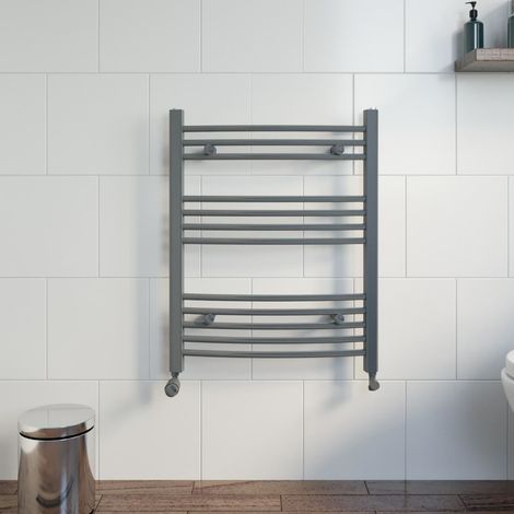 DuraTherm Anthracite Curved Heated Towel Rail Bathroom Radiator Designer 750 x 600mm (1/4)