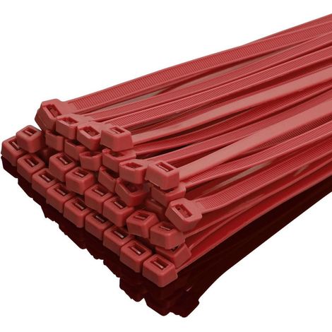 Kabelbinder 100er Nylon 50kg Zugfestigkeit 300mm x 7.6mm Rot (1/5)