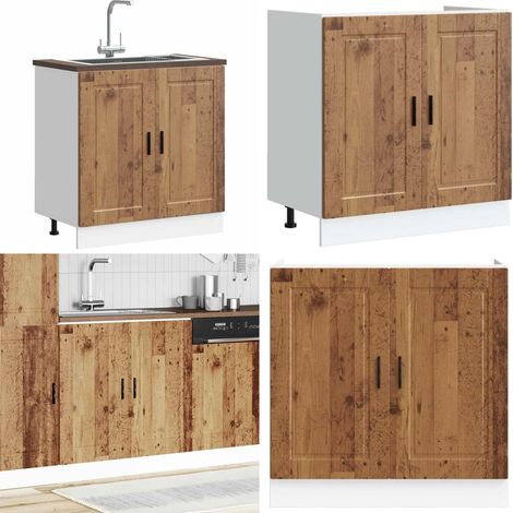vidaXL Meuble bas pour évier Porto vieux bois bois ingénierie (1/5)