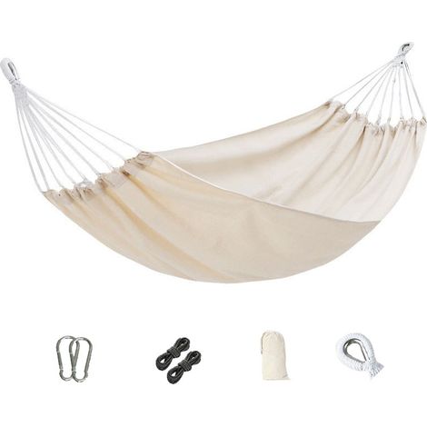 Hamac balançoire extérieur, hamac anti-renversement de camping d'été, simple, beige (1/5)