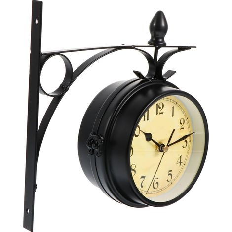Horloge Murale Double Face Rétro Vintage en Fer Forgé Design Européen Classique Décoration Murale pour Salon Chambre Bureau Style Ancien Décoratif Unique D’Art Ouvragé (1/5)