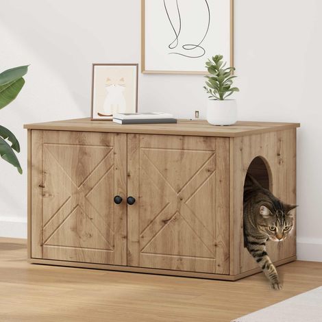 vidaXL Casa per Gatti Rovere Artigianale 85 x 55 x 50 cm