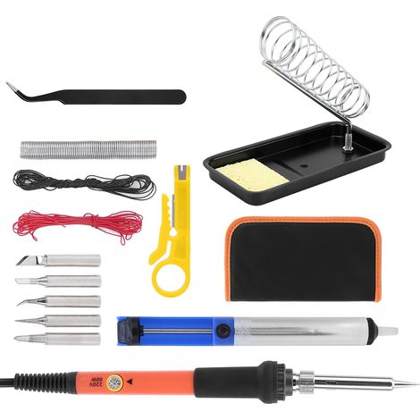 Kit de fers à souder électriques 15 pièces, orange, avec contrôle de température, 60 W (1/5)