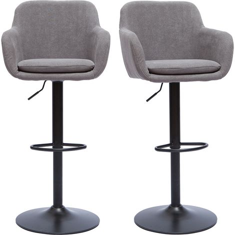 Set de 2 taburetes de cocina ajustables efecto terciopelo gris claro AMIKA