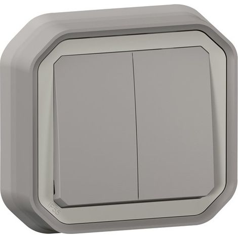 Commande double étanche Plexo IP55 IK08 encastré - gris - LEG069815L (1/3)