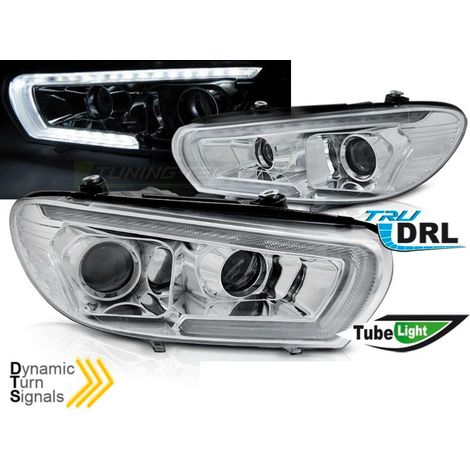 Paire de feux phares Daylight DRL LTI Led VW Scirocco de 08-14 chrome-37508799 (1/5)