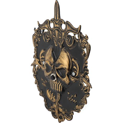 Sonnette de porte en métal style rétro, motif squelette effrayant, idéale pour les fêtes et les vacances. Décoration de porte en métal avec sonnette en forme de crâne, parfaite pour les fêtes et les é (1/5)
