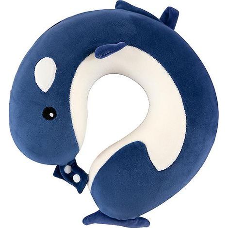 Oreiller cervical en mousse à mémoire de forme à rebond lent, en forme de U, motif animal de dessin animé, pour étudiant, bureau ou famille - marron clair - 30 x 26 cm