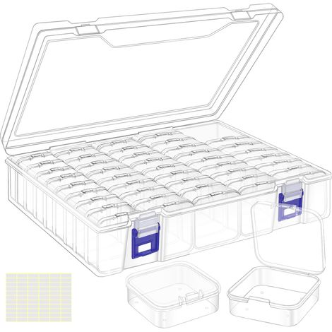 Boîte de rangement pour perles, 46 petits organiseurs de perles et étuis de rangement en plastique, mini boîtes de rangement transparentes avec couvercle à charnière pour accessoires (1/5)